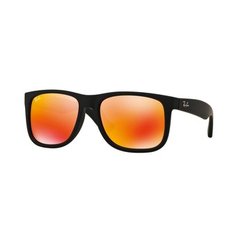 Ray-Ban แว่นกันแดด รุ่น Justin RB4165F - Rubber Black (622/6Q) Size 55 Brown Mirror Orange