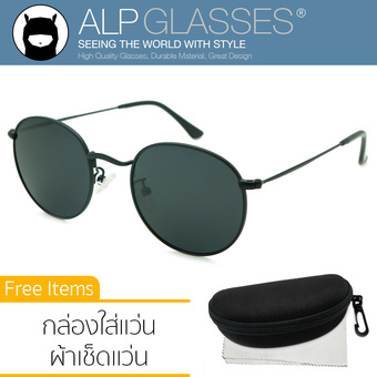 ALP Polarized Sunglasses แว่นกันแดด Round Style รุ่น ALP-3447-BKT-BKP (Black/Black)