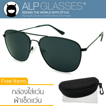 ALP Polarized Sunglasses แว่นกันแดด Aviator Style รุ่น ALP-0040-BKT-BKP (Black/Black)