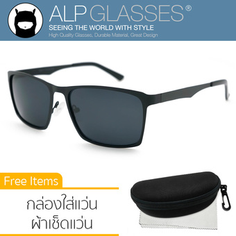 ALP Polarized Sunglasses แว่นกันแดด Square Style รุ่น ALP-0042-BKT-BKP (Black/Black)