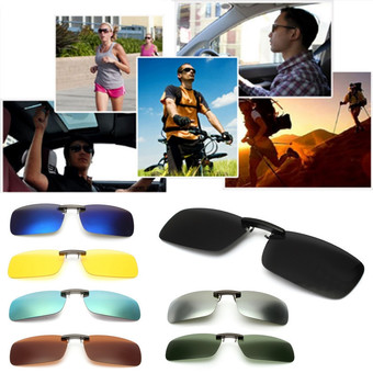 Driving Polarized UV 400 Lens Clip-on Flip-up Sunglasses Glasses Black+Grey