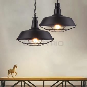 Lighttrio โคมไฟแขวนเพดาน สไตส์วินเทจ &amp; Loft พร้อมหลอดไส้เอดิสัน 40 วัตต์ HL-Tomson-36 สีดำ