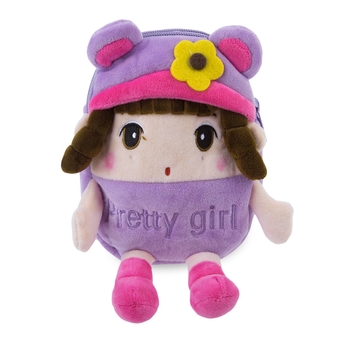 Sweet Multifunctional Stuffed Cartoon Design Zipper Change Purse for Girls (Purple)
