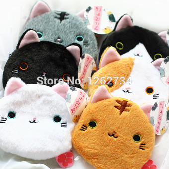 6 Styles Big Face Cat / Balls Cat 4.5" Plush Coin Bag Purse Free Shipping"