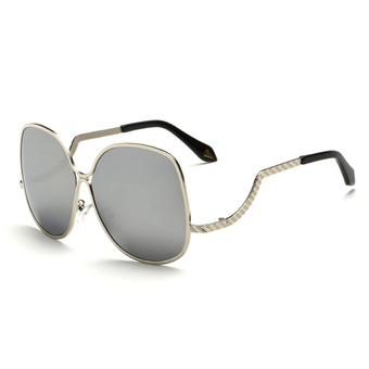 Steampunk Vintage Big Frame Polarized Sunglasses 2016 Fashion Oversized Sunglasses Women brand designer Sun Glasses oculos AL281-05 (Silver)