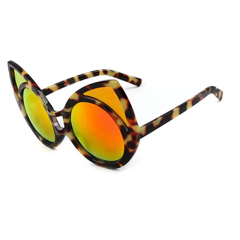 New Metal Frame Oversize Cat Eye Woman Brand Designer Sunglasses Vintage Coating H1641-03 (Red)