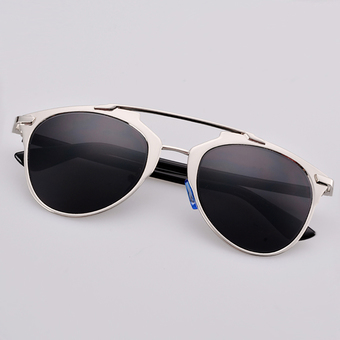 Cyber Hot Fashion Retro Women Lady Dual Horizontal Beam Full Frame Sunglasses ( Silver )
