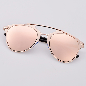 Cyber Hot Fashion Retro Women Lady Dual Horizontal Beam Full Frame Sunglasses ( Gold )