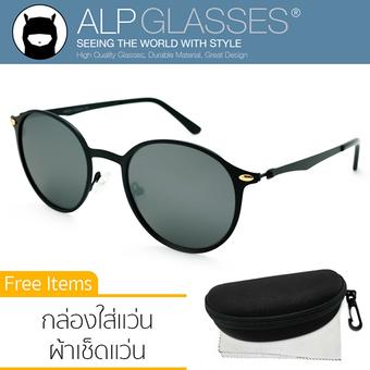 ALP Polarized Sunglasses แว่นกันแดด Vintage Style รุ่น ALP-0064-BKT-BKMP (Black/Black)