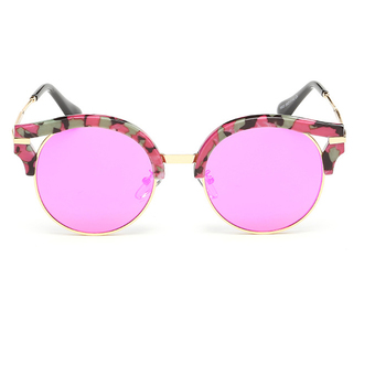 Charming Semi Rimless Sunglasses Classic Cat Eye Eyeglasses Unisex Reflective Coating HD Lens Sun Glasses Red Leopard + Red Mercury