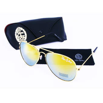 Tips Gallery แว่นตากันแดด รุ่น Lé Pilote Design VFR003 เลนส์ ปรอท ทอง Flash Gold Spectrum ฟรี กล่องแว่นตา และ ผ้าเช็ดแว่น Micro Fiber