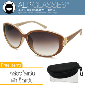 ALP Sunglasses แว่นกันแดด Oval Style รุ่น ALP-0068-BRS-BRG (Brown/Brown)