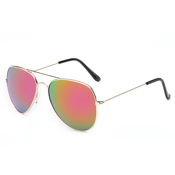 Women Sport sunglasses Fashion round multicolor lenses sunglasses (gold rosy red)