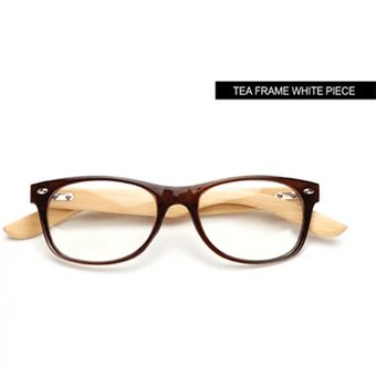Tea Frame Bamboo Leg Retro Bamboo Spectacles Frame Unisex Glasses Frame With Clear Lens KP1525