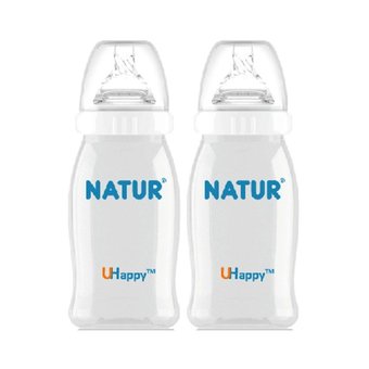 Natur ขวดนม U-Happy Wide Neck Bottle 6+ months 2 ขวด 8 ออนซ์ 240ml