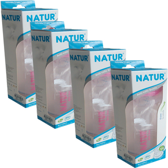 Natur ขวดนมสุขภาพ Natur 8 ออนซ์ (ปลอดสาร BPA) คละสี แพค4ชิ้น