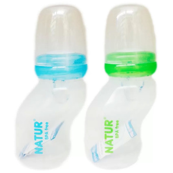 Natur ขวดนม PP ทรงสุขภาพ 4 ออนซ์ รุ่น 81006 2 ขวด (สีฟ้า/เขียว)