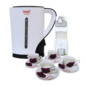Clarte กาต้มน้ำไฟฟ้า FKT173P+กระบอกชงชา HTE621+ชุดกาแฟ 4 ที่ X-CS311/8