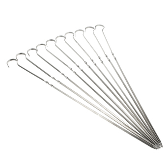 15 inch 10PCS Stainless Steel BBQ UTENSIL Skewers Barbeque Kabob Needle Fork - Intl