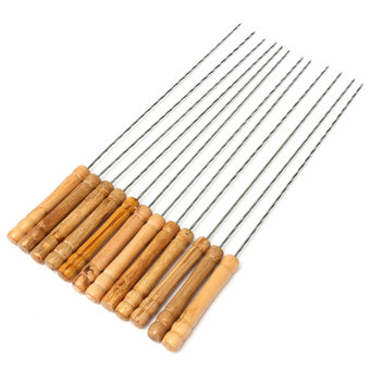 12Pcs Stainless Steel Metal Barbeque Skewer Needle BBQ Kebab Stick Utensil 30cm - Intl