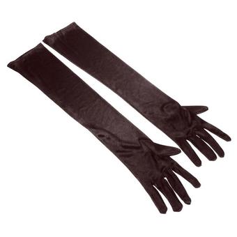 Vanker 1 Pair Long Satin Evening Party Finger Gloves (Light Brown)