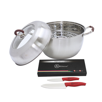 Koorkinoor หม้อสแตนเลส HSP413 และ ชุดมีดเซรามิค รุ่น HKC104S