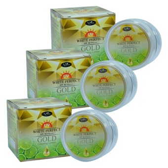 By Jeezz Gold Ginseng Lemon White Perfect ครีมกันแดด โกลด์ จินเส็ง เลม่อนไวท์ เฟอร์เฟค SPF50PA+++ ขนาด 10 กรัม (3 กล่อง)