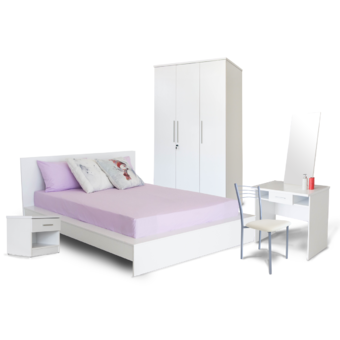 U-RO DECOR SHIELD ชุดห้องนอน 6 ฟุต รุ่น ชีลด์ ( สีขาว )