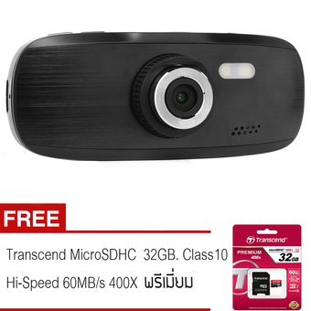 G1W กล้องติดรถยนต์ Novatek 96650+AR0330 Full HD 1080P WDR (สีดำ) + Transcend MicroSDHC 32GB. Class 10 Speed 60Mb/s 400X พรีเมี่ยม
