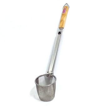 Thai Sytle ลวกเส้นเส้นก๋วยเตี๋ยวสเตนเลสด้ามไม้ขนาด11ซม - Silver