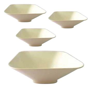 SB MELAMINE WARE ชามสี่เหลี่ยมจัตุรัสขนาด 7.5 นิ้ว จำนวน 4 ใบ สีครีมขาว
