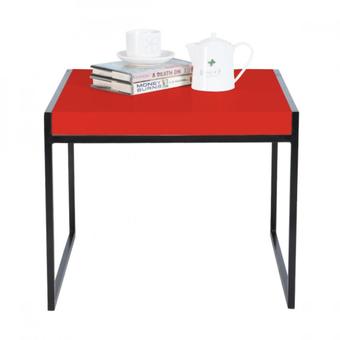 Index Living Mall โต๊ะกลาง 55 ซม. ขอบเหล็กสีดำท๊อปพีวีซีกันน้ำ - สีแดง