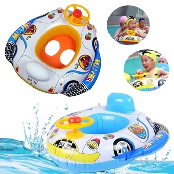 Funny Kids Baby Inflatable Swimming Pool Ring Cartoon Baby Swim Seat with Wheel Horn Float Boat Swimming Pool &amp; Accessories