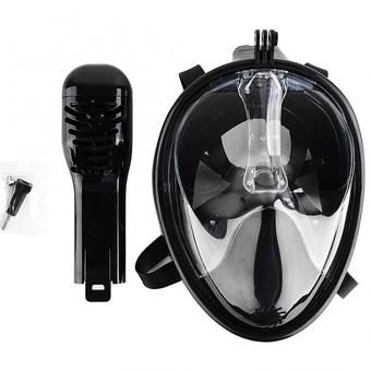 Full Face Diving Snorkeling Mask With Anti-Fog Anti-Leak With Ventilation Tube (Black) L/XL - intl