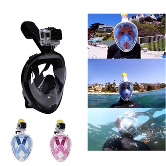 Underwater Diving Full Dry Snorkeling Mask Set Swimming Training Scuba Anti Fog for Gopro Camera (Size:L Color:Black)