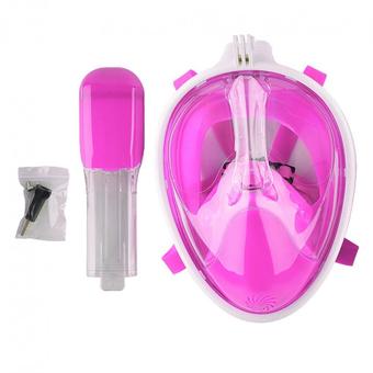 Full Face Diving Snorkeling Mask With Anti-Fog Anti-Leak With Ventilation Tube (Red,Pink) S/M - intl