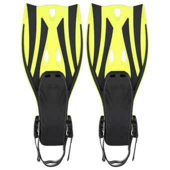 Pair of Wave Snorkeling Open Heel Fins Flippers - Size S/M (Yellow)