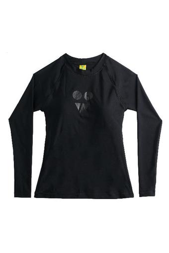 PURLI BLACK-BLACK RASHGUARD เสื้อว่ายน้ำแขนยาวสีดำ
