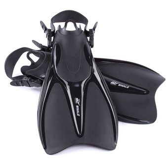 Whale adult Adjustable Open Heel Fins Underwater Submersible Flipper Snorkeling Foot Swimming Diving Spearfishing Fins Black(ML/XL)
