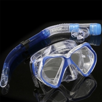 Happycat 2016 New Dark Blue Scuba Diving Equipment Dive Mask + Dry Snorkel Set Scuba Snorkeling Gear Kit