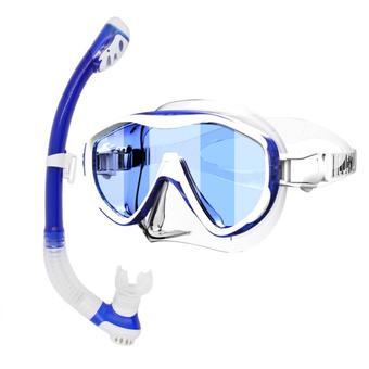 Whale Best-selling High-quality Silicone Scuba Snorkeling Swimming Glasses Diving Mask+Breathing Tube Snorkel Set(Blue)