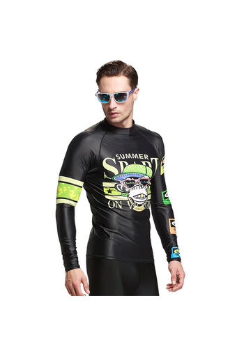 Long-Sleeve Wetsuit Sunscreen Men&#039;s Rash Guard Surf Tops Diving Snorkeling Swim Shirt &amp; Black