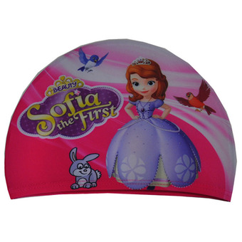 OEM waterproof Cartoon Swimming Bathing Cap Hat Princess Children flexible