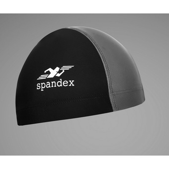 Spandex หมวกว่ายน้ำตัดต่อ SC001 (สีดำ/แถบเทา)