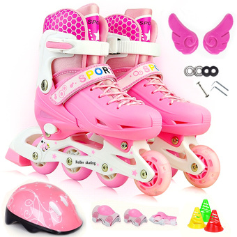 รองเท้าสเก็ต พร้อมอุปกรณ์ รุ่น Let's cool ไซด์ 34-37M (สีชมพู)