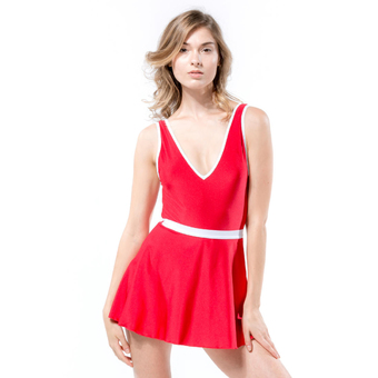 Sey Onepiece Wimbledon Skirt Red ชุดว่ายน้ำกระโปรงวันพีช รุ่นวิมเบอร์ดัล (สีแดง)