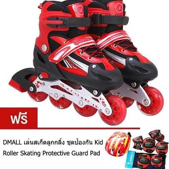 HS รองเท้าสเก็ต โรลเลอร์เบลด Roller Blade Skate รุ่น S=27-32 M=33-37 L= 38-41 Free skating Protective suit SIZE L(Red)