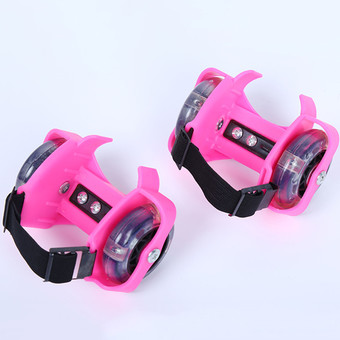 Flashing Adjustable Simple Boy and Girl Roller Skate Shoes Pink- Intl