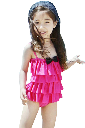 BEST Child Baby Little Girls Bikini Swimwear Swimsuit Bathing Suit ชุดว่ายน้ำสำหรับเด็ก - (Rose Red)