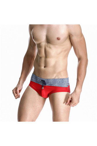 SEOBEAN Men‘s Cool Summer Breathable Swim Briefs Swimwear Beach Shorts Surfing Briefs (Red,Size:S-XL) (Intl)